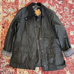 Womens Barbour Black Beadnell Wax Jacket Size US 8  $350